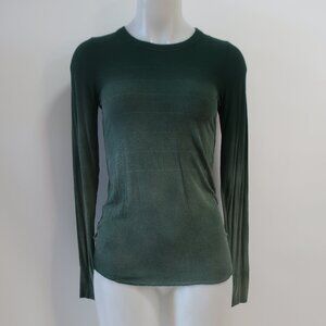 Womens Michael Lauren Green Ribbed Long Sleeve Top M